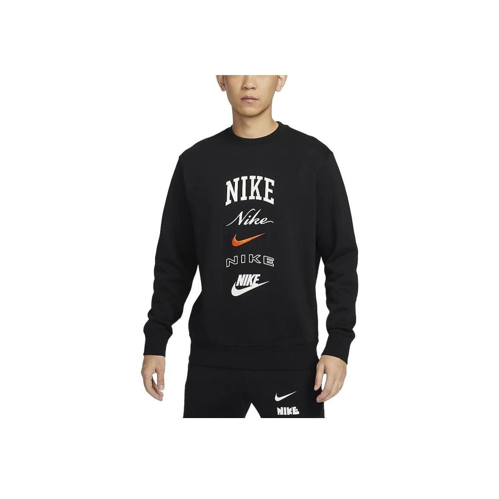 Nike Клубный флисовый свитшот с круглым вырезом и графическим принтом, мужские топы, черный FN2611-010
