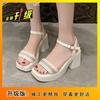 Internet Celebrities Popular High Heel Thick Heel with Sandals Women 2025 New Summer Sweet Women Not Tired Feet Women's Shoes