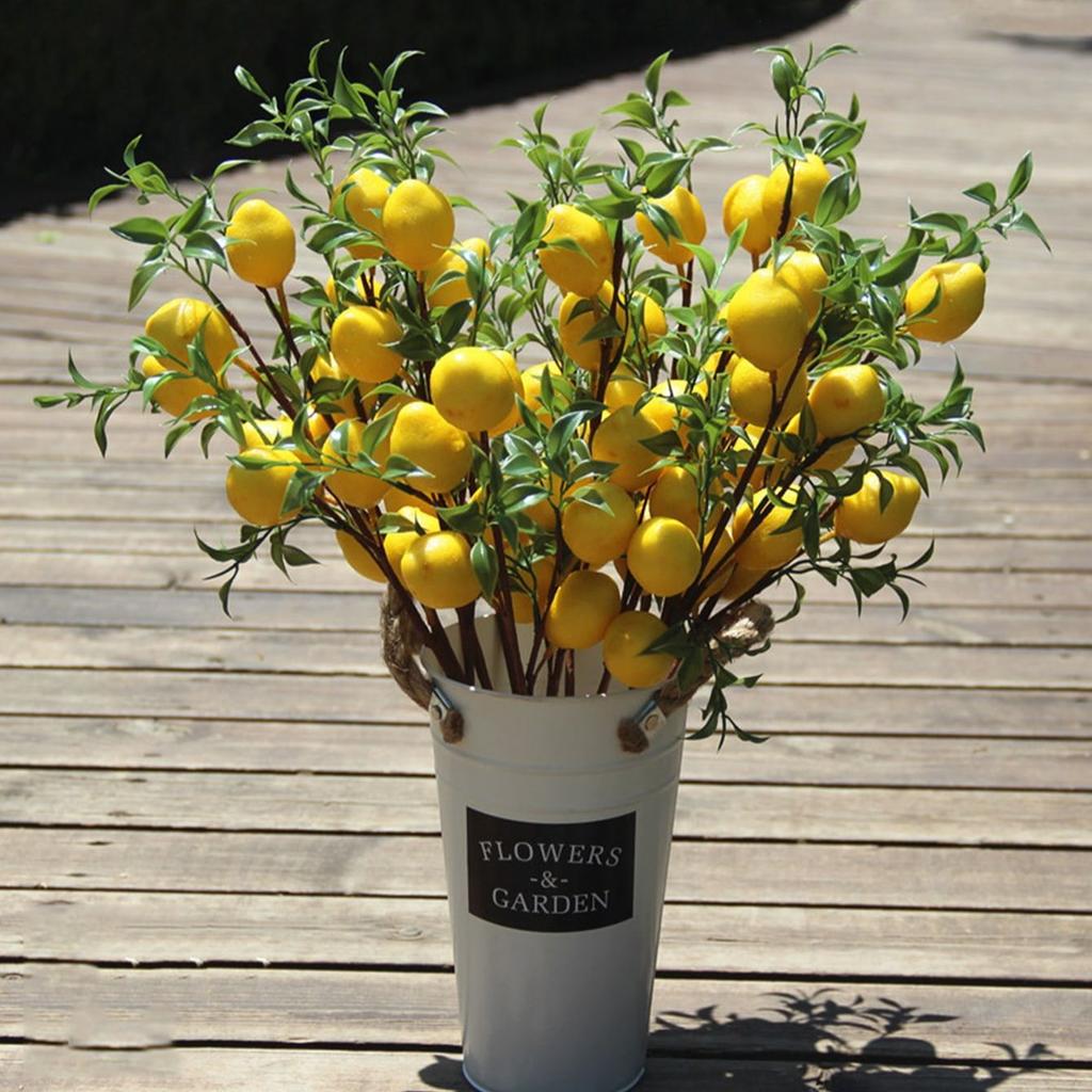 1 шт. Роскошная ветка лимона с зелеными листьями, искусственные цветы, домашний фотореквизит, Flores Artificales, искусственные растения
