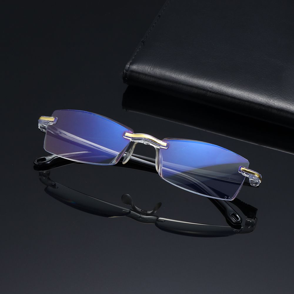 Readers Glasses Presbyopia Eyeglasses Rimless Reading Glasses Diamond Cutting Blue Light Blocking