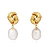 Baroque Pearl Earrings, French Style Studs, Irregular Shape, Vintage Gold Earrings, Designer Jewelry