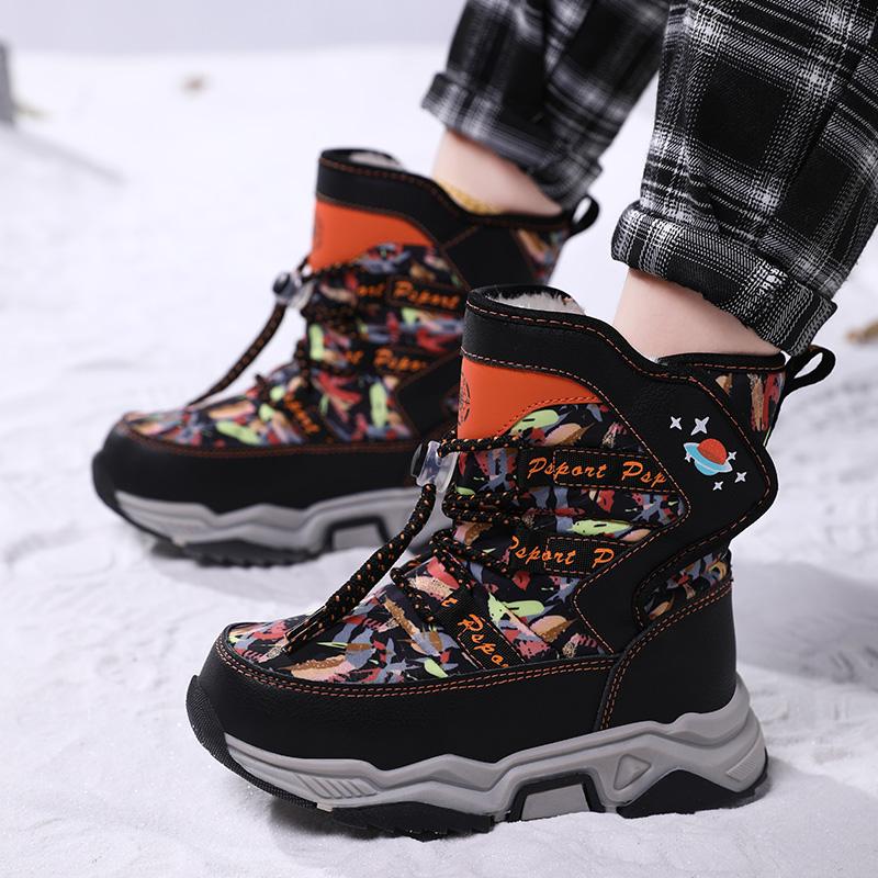 Осенне-зимние унисекс детские зимние кроссовки для мальчиков и девочек зимние ботинки с флисом для активного отдыха нескользящие зимние ботинки для девочек и подростков