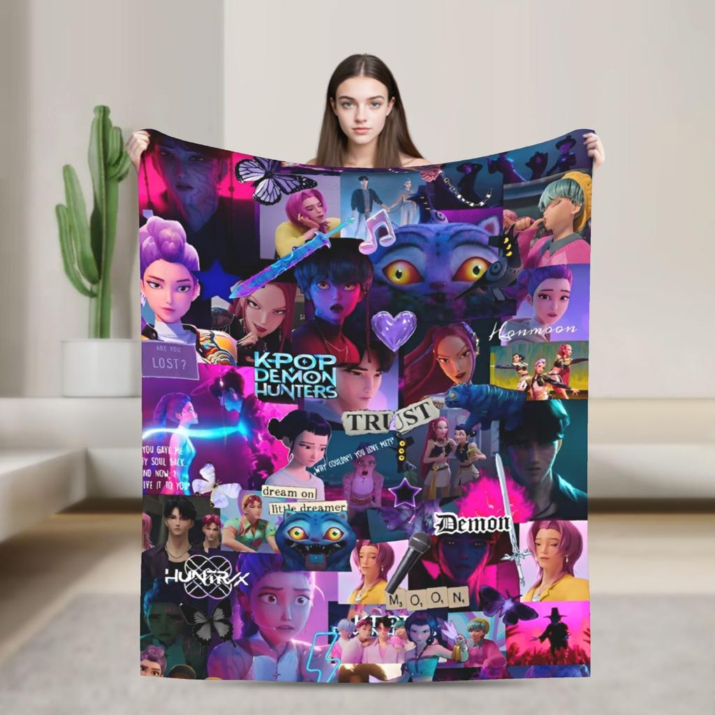 Kpop Демоны Охотницы Охотники Фланелевые Одеяла Руми Мира Джои Креативное Плед для Покрывала 125*100см Коврик Кусок Мягкий