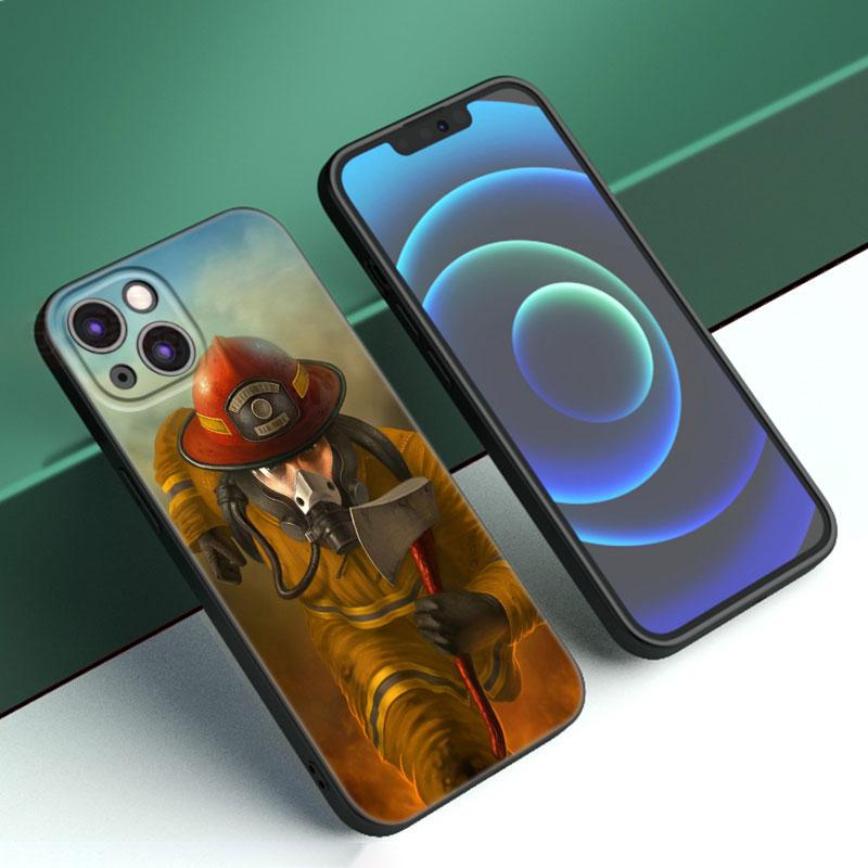 Герои-пожарные Пожарный Чехол для телефона для Apple iPhone 12 13 Mini 11 14 15 Pro Max 7 8 X XR XS SE 2020 2022 Черный силиконовый чехол