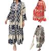 Женское платье-рубашка с v-образным вырезом, свободное богемное модное платье с принтом