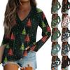 Women's Long Sleeve T-Shirt V-Neck ChristmasPrinted Casual Basic Tops