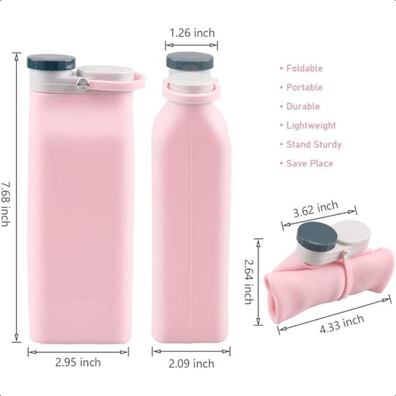 Collapsible water bottle, BPA-free - 20oz collapsible water bottle, travel and sports water bottle, triple leak-proof, lightweight.