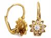 585 gold women's earrings with a flower and cubic zirconias as a gift 14k fashionable