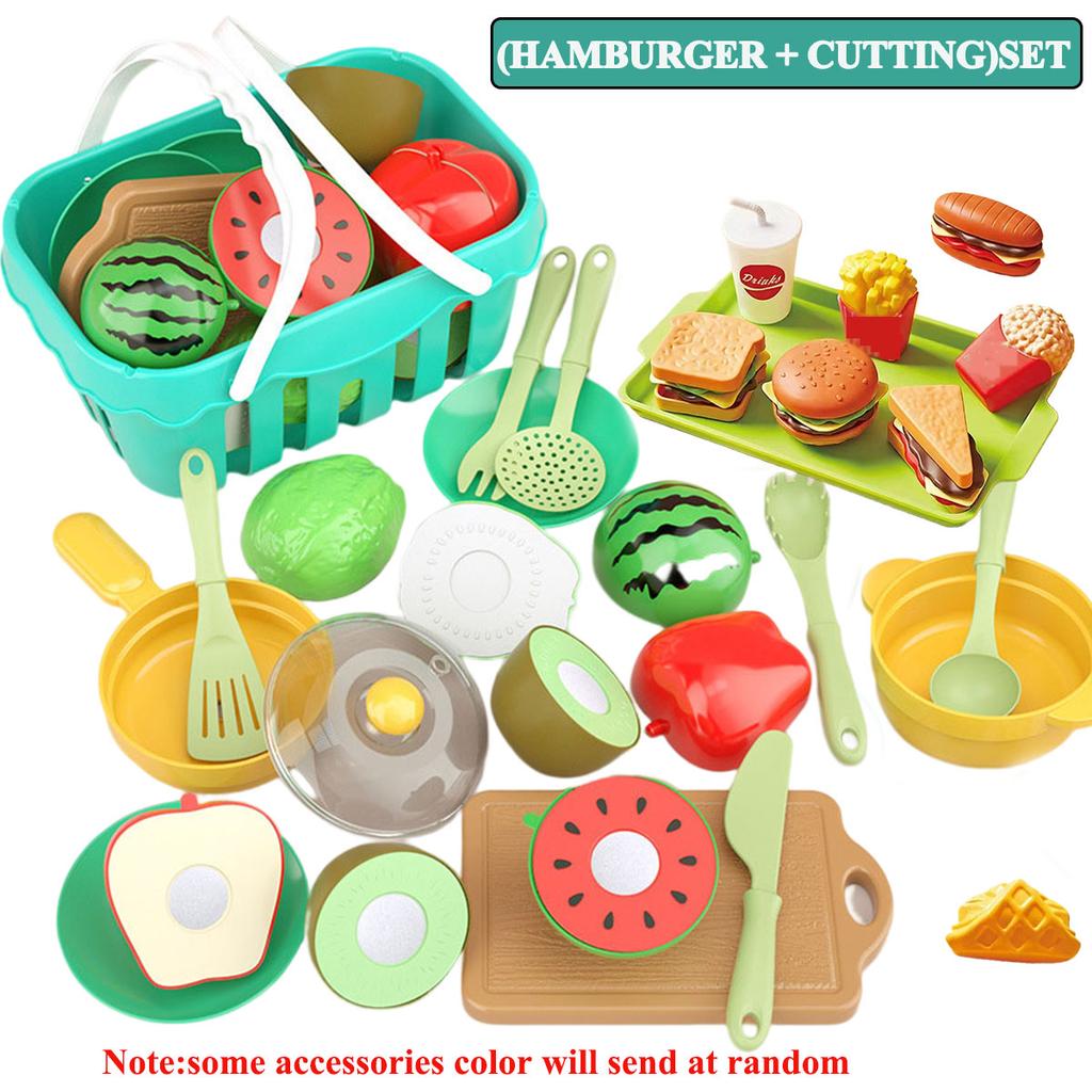Cutting Play Food Toy for Kids Kitchen Pretend Fruit &Vegetables Accessories Educational Toy Food Kit for Toddler Children Gift