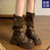 Retro Martin Boots Women's New Summer Thick-soled Thick Heel Medium Tube Short Boots Trouser Tube Boots