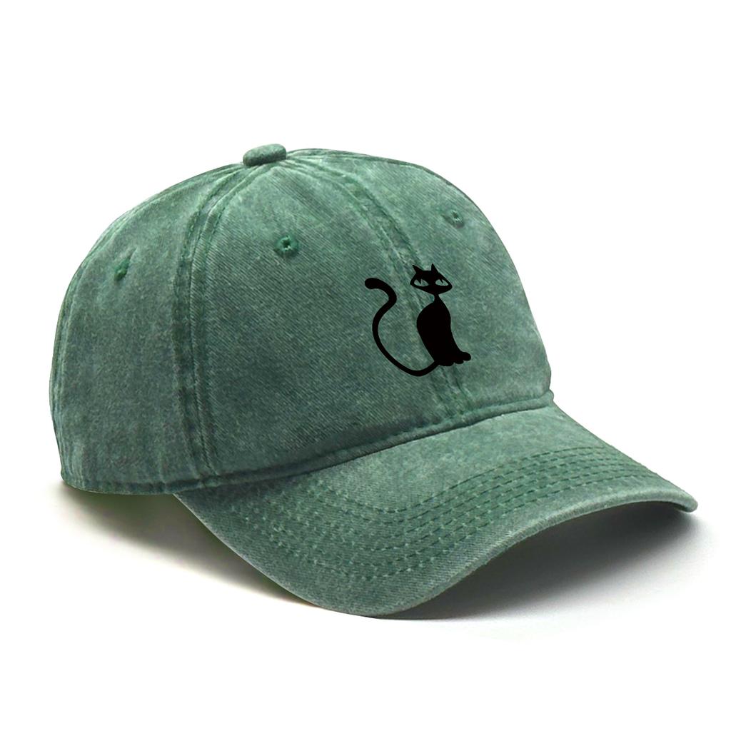 Casual Snapback Caps Cute Black Cat Hat For Man Adjustable Buckle Distressed Adjustable Sun Hat Perfect For Camping