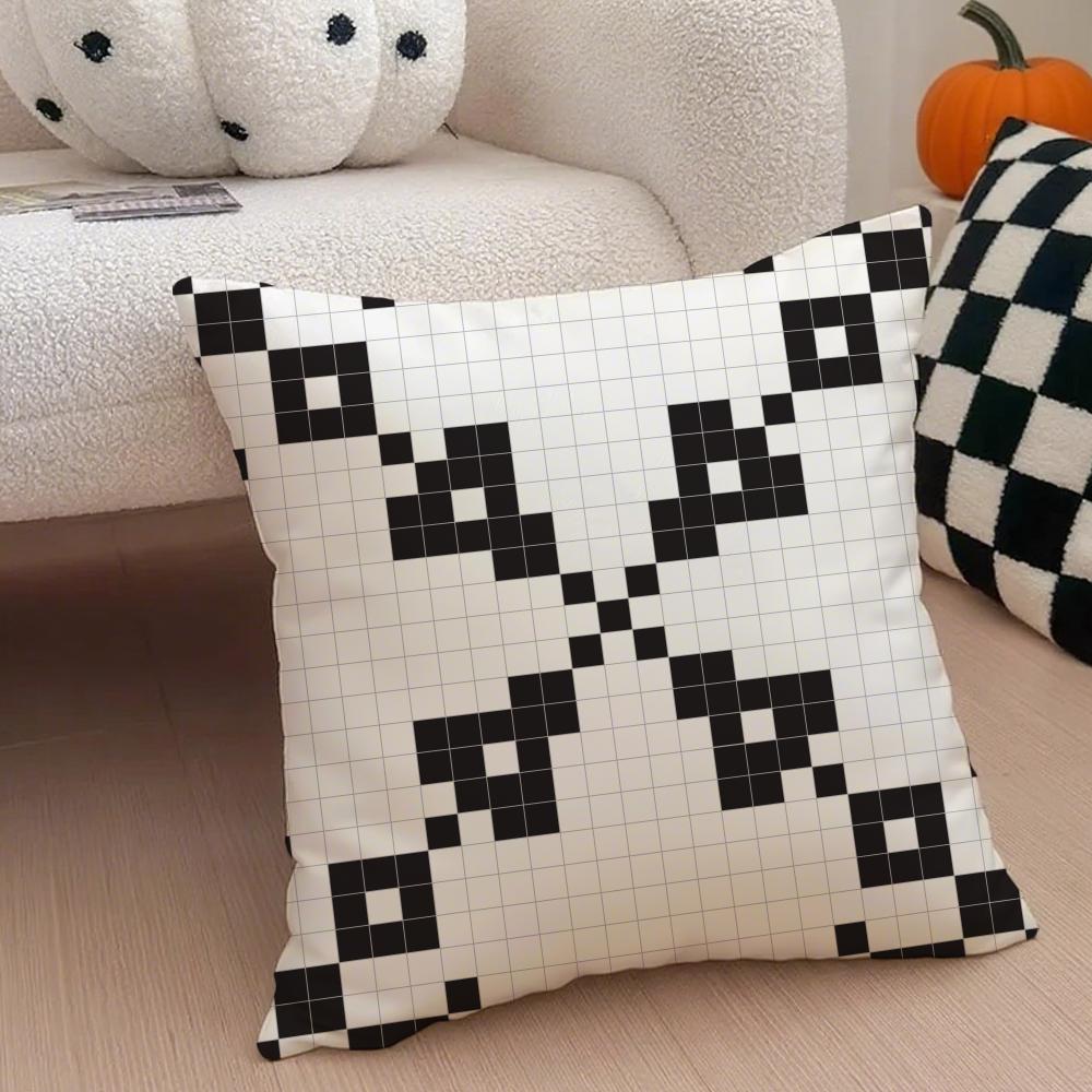 Retro Pixelated Ar Pixel Print Texture Cushion Cover Throw Pillow Cover Hidden Button Durable Polyester Chair Cushion