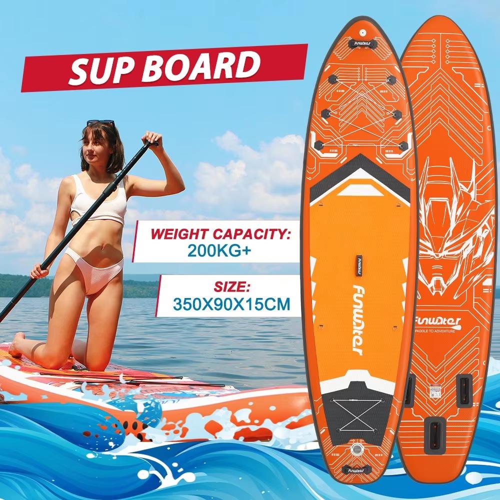 Funwater SUPFW50B Ultra-light Inflatable Paddle Board 350*90*15 Adult Water Yoga, Fishing, Travel Surfing Non-slip Paddle Board