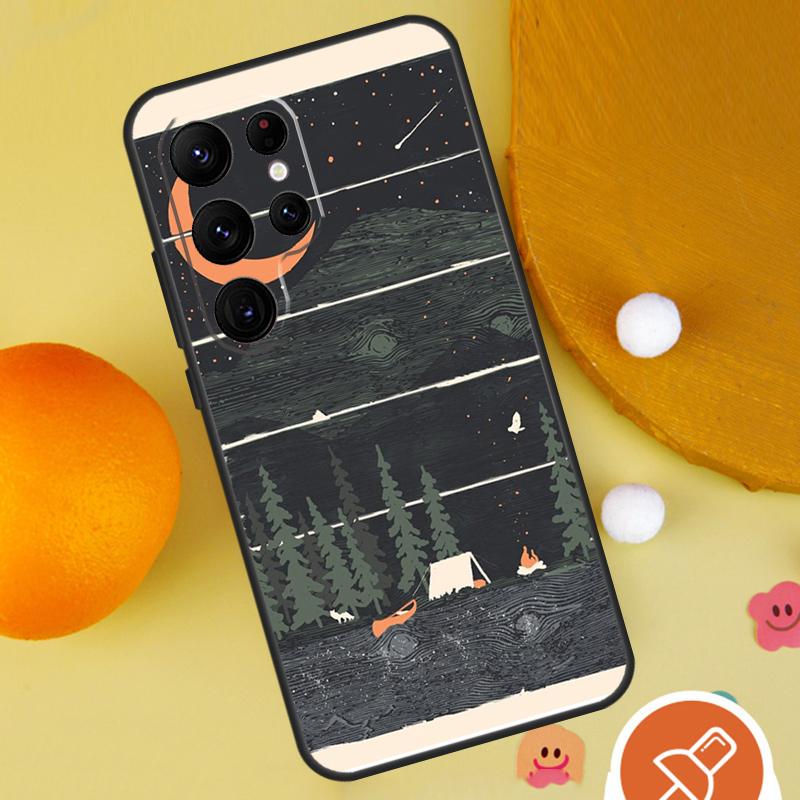 Camping Mountain Phone Case For Samsung Galaxy S25 Ultra S23 S22 S21 Ultra S9 S10 S20 Plus S24 FE Funda Cover
