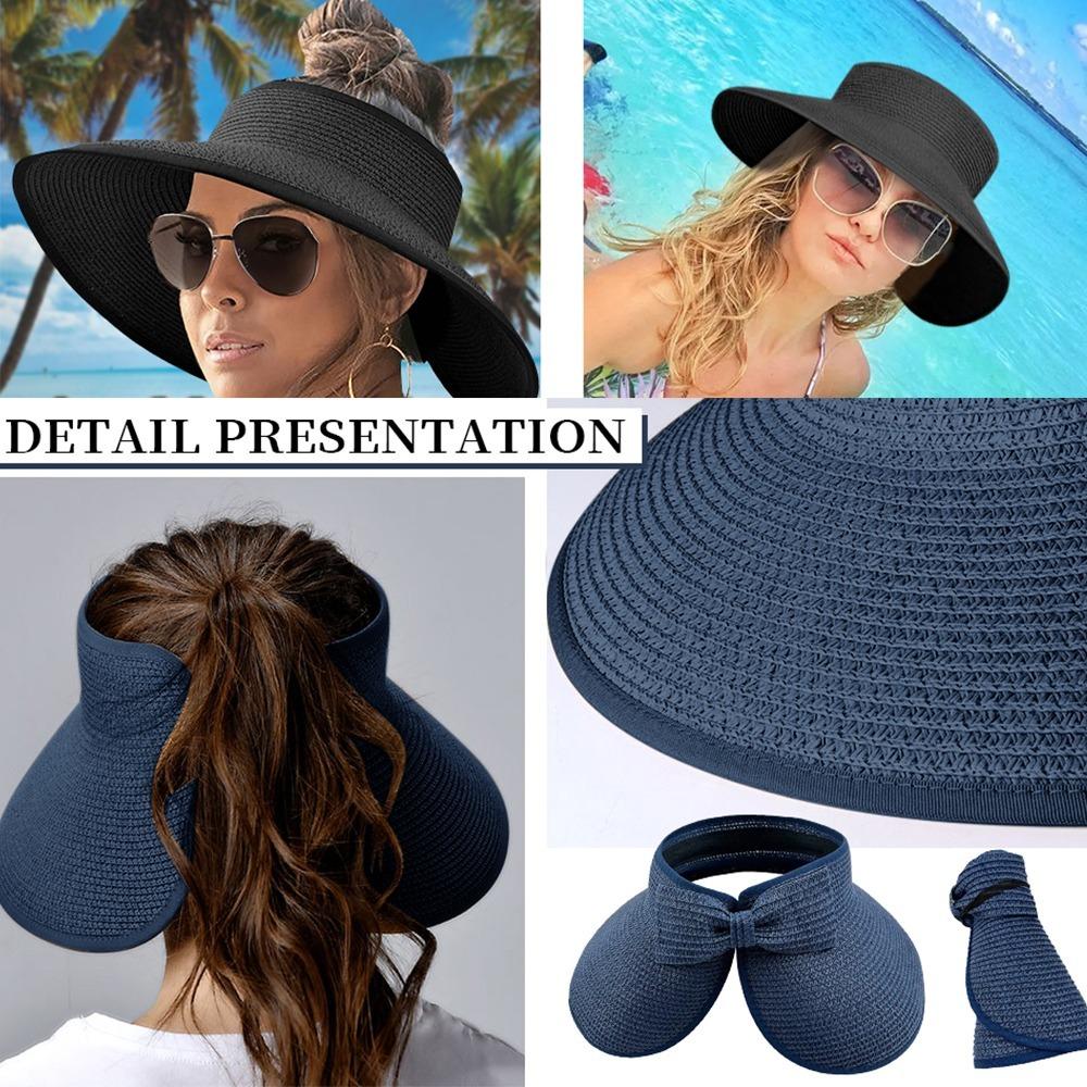 Пустой верх Пустой верх Складная пляжная шляпа Новая кепка от солнца для женщин