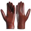 Harssidanzar Luxury Italian Sheepskin Leather Gloves with Cashmere Stitching for Dark Size XL Men's Warmth, Brown,