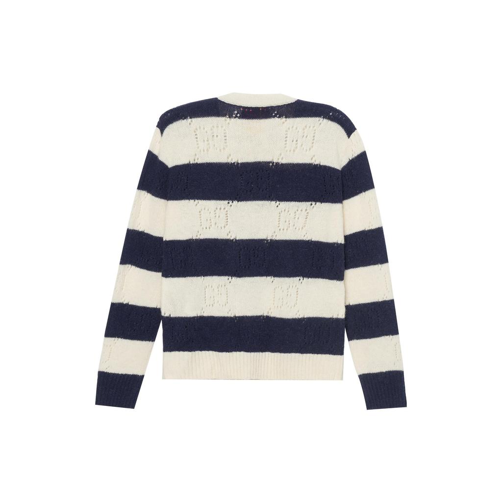 (WMNS) Gucci Tiger Wool Sweater with Embroidery Tiger and flower 'Ivory Navy' Women's 683896-XKB77-9801