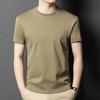 Летняя футболка с коротким рукавом Мужская Однотонная Универсальная Хлопковая с Полурукавом Одежда Высококлассный Топ Чистый Хлопок