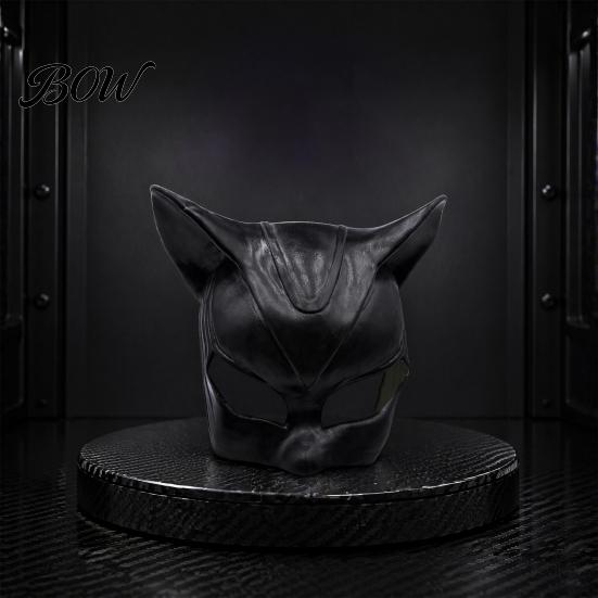 Breathable Halloween Face Mask Catw Woman Mask, Black Cat Eye Costume Soft Latex Detailed Cosplay Accessory Leather for Masquerade Superhero