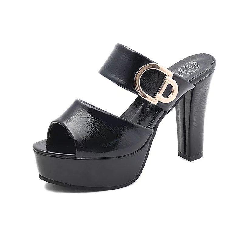 Источник происхождения 2018 летняя новая женская обувь корейская версия сандалии женские рыбий рот платформа толстый каблук классные тапочки