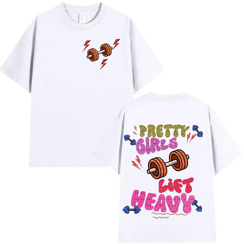 Забавная футболка для красивых девушек, поднимающих тяжести, фитнес, мужская и женская, ретро-эстетика, с коротким рукавом, повседневная футболка из чистого хлопка
