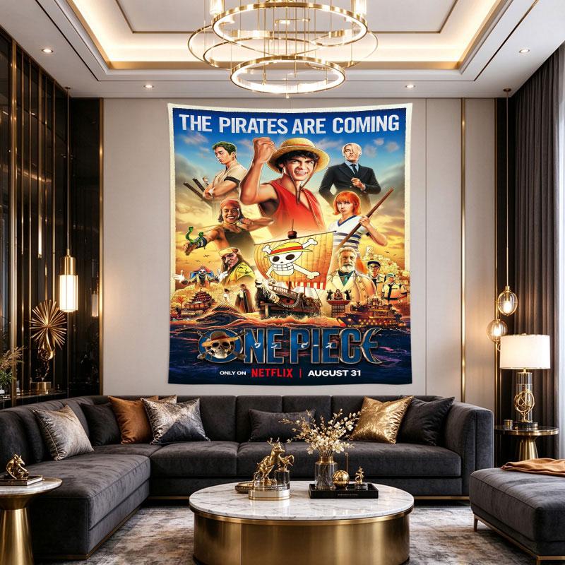 One Piece Live Action Netflix Постер Луффи Зоро Нами Пираты Идущие Арт