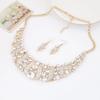 Women Rhinestone Spiral Bib Necklace Hook Earrings Statement Party Jewelry Set