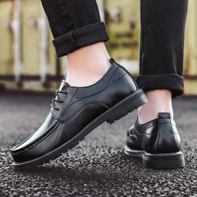 Мужские туфли на шнуровке, модные, повседневные, кожаные, мужские туфли, британские, дышащие, для жениха, на платформе, свадебные туфли для мужчин