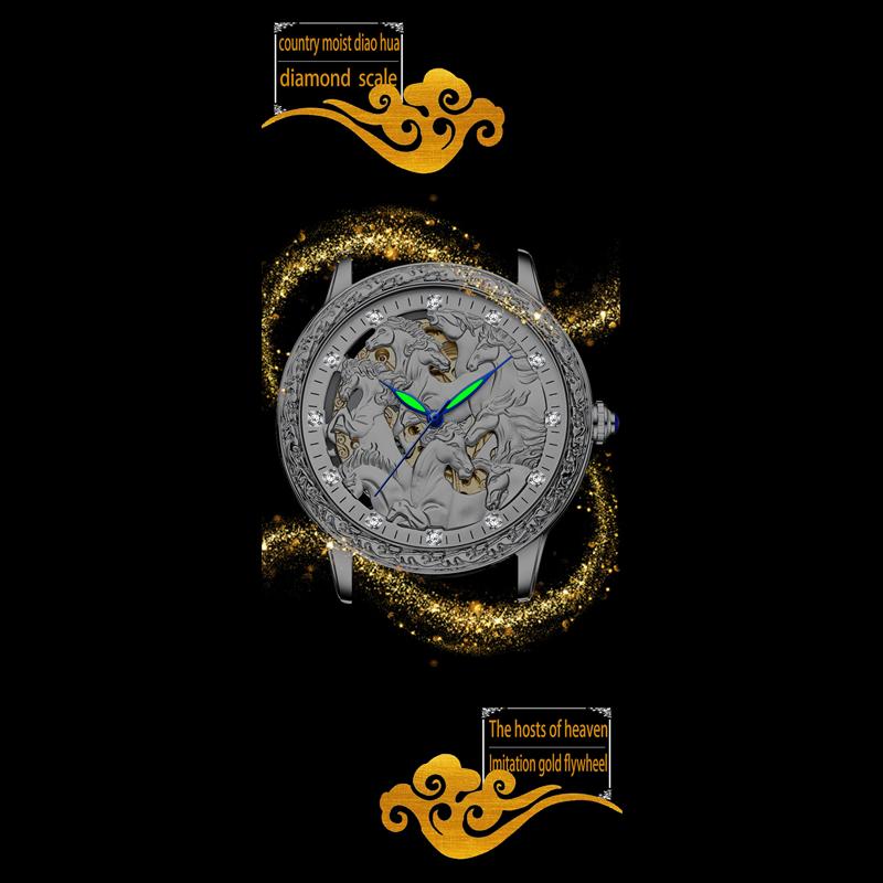 KIMSDUN Часы мужские лучшие брендовые роскошные часы 3D Carving Bad Juna Fashion Cutout автоматические механические часы