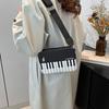 Piano Keys Black and White Sling Bag Contrast Color Casual Square Bag Ladies Travel Shopping Commute Date Bag KTY
