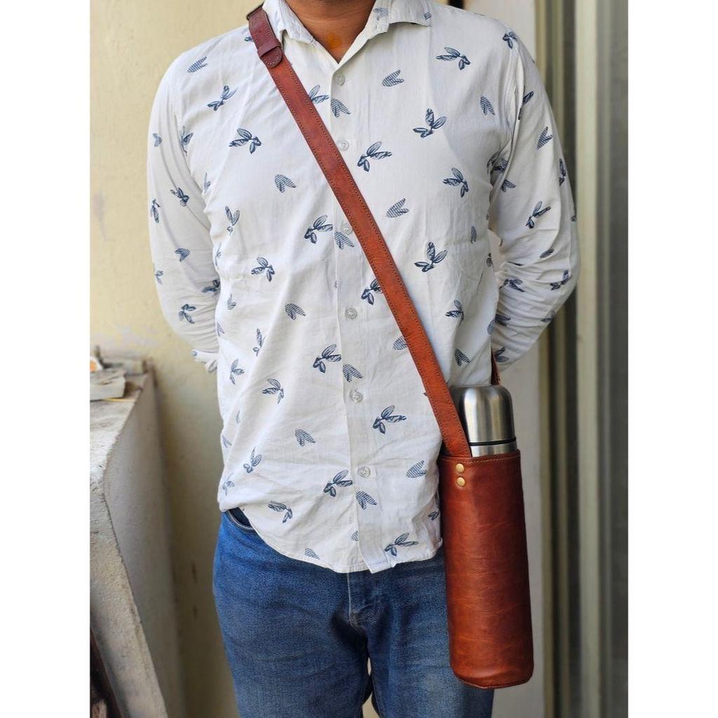 Многоразовый кожаный держатель для бутылок с водой, унисекс, стильный, удобный, персонализированный