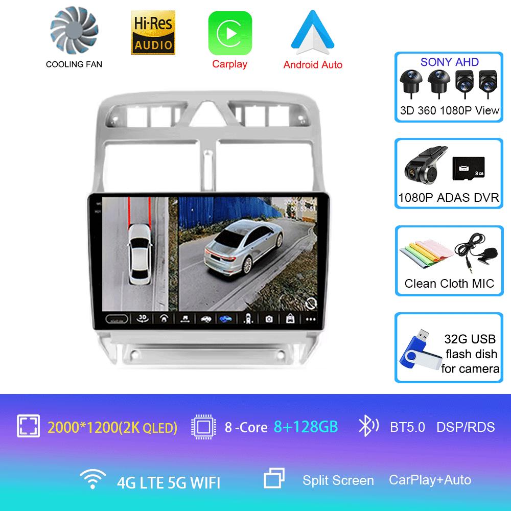 Car Radio Android 14 For Peugeot 307 1 2001 - 2008 Multimedia Video Player Navigation GPS No 2din 2 Din DVD