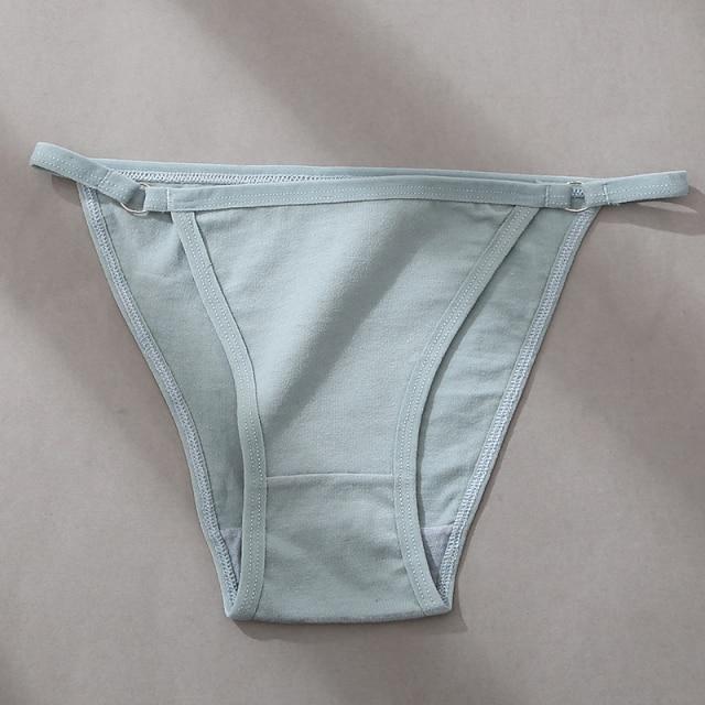 FINETOO 1pcs Women's Cotton Panties Underwear Metal Buckle Briefs M-2XL Female Underpant Low Waist Woman Sexy Panty Lingerie