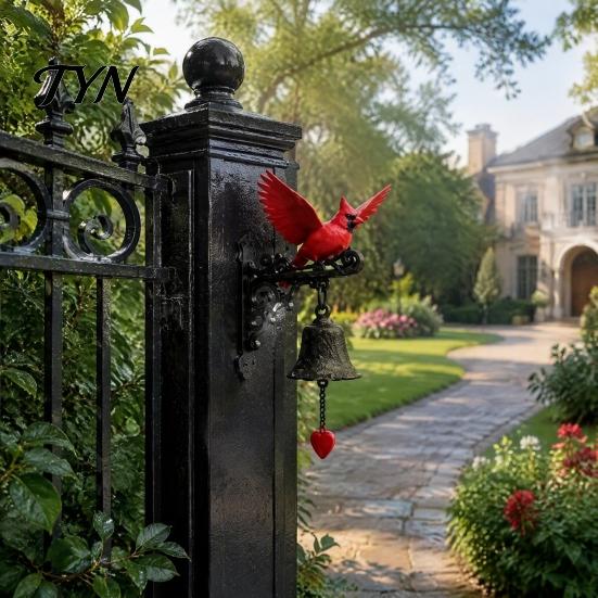 Unique Housewarming Present Red Bird Wall Mounted Doorbell, Resin Garden Hanging Bell, Outdoor Gift for Loved Ones Weatherproof Ornament Farmhouse