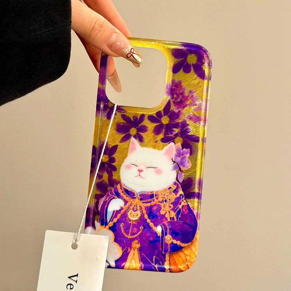 Retro Purple Cat Flower Women Phone Case for Xiaomi 13T 14T 11 Lite Poco X5 M6 Pro X6 X7 X3 Pro NFC C75 C71 C65 C61 M5S Cover
