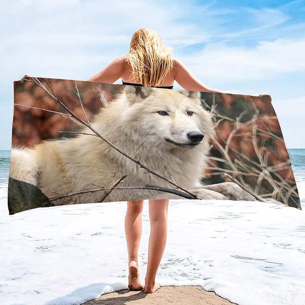 Animal Wolf Pattern Series Seaside Vacation Beach Towel Swimming Bath Towel Sports Towel