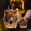 Yousheng 300ml Whiskey Bottle Decanter Wolf Head Shape High Borosilicate Glass Wine Bottle Leak-Proof Seal Whiskey Decanter