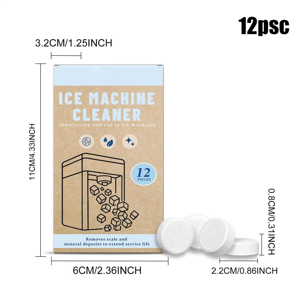 Таблетки для очистки льдогенератора 12 штук Таблетки для очистки льдогенератора Мощное средство для удаления накипи Для дома, бара, ресторана, отеля, магазина