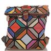 Women's Leather Backpack In Geometric Patchwork Design