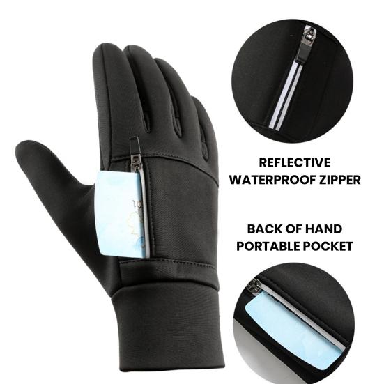 1 пара зимних велосипедных перчаток с отличными частицами трения на ладони, сенсорный экран унисекс, мягкие утолщенные, теплые, ветрозащитные, водонепроницаемые, светоотражающие