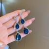 Серьги-гвоздики с синими цветами и цирконами, стиль французского двора, серебряная игла, легкая роскошь, высококачественные, нишевые, изысканные