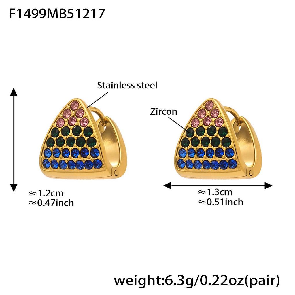 Серьги-треугольники с цирконами, покрытые 18-каратным золотом - Универсальные, Элегантные, Нержавеющая сталь