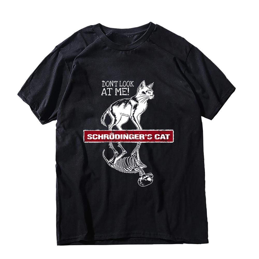 COOLMIND 100% Хлопок Принт Кот Шрёдингера Большой Размер Мужская Футболка Повседневная Короткий Рукав Хлопок Летняя Мужская Футболка Мужские Футболки