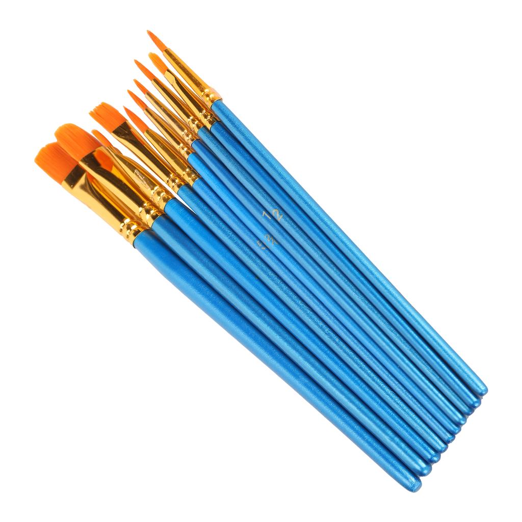 Nylon Hair Paint Brushes Set Portable Watercolor Acrylic Painting Brush with Blue Handle