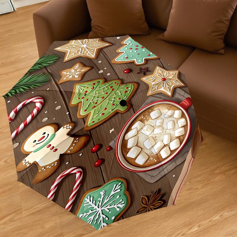 1PC Christmas cookiesAutomatic Open/Close Umbrella with Windproof, 8-Rib Sturdy Canopy, Durable Ribs, Fashionable Design1248A