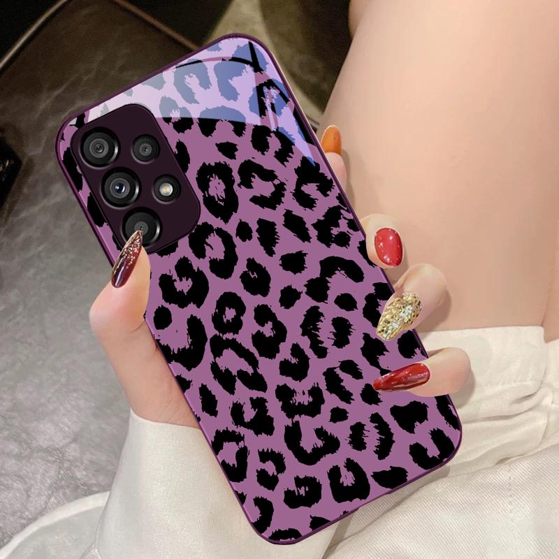 Закаленное Стекло Чехол Для Телефона Для Samsung Galaxy S10 4G S20 11E 30 S21 21Fe 22 Pro S23 Ultra 5G S8 S9 Черный Леопардовый Принт Зеленый
