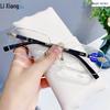Frameless Anti-Blue Light Small Square Reading Glasses for Men and Women, Model 3312