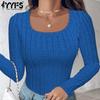 Women's Fashion Casual Spring Fall Solid Color Print Long Sleeve U Neck Blouses & Shirts