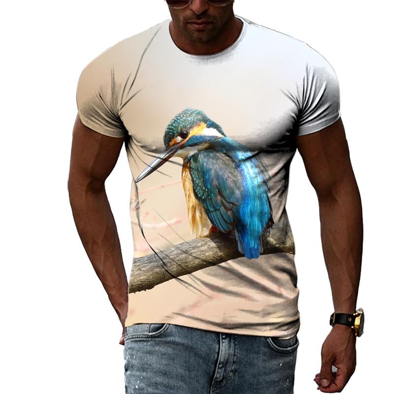 Летние мужские футболки с животными и птицами, модные повседневные футболки с короткими рукавами с 3D принтом, топ в стиле Харадзюку в стиле хип-хоп с круглым вырезом