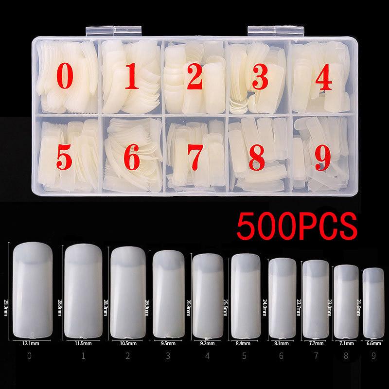500 шт. супер прямые прозрачные полупокрывающие ногти полуфранцузские искусственные типсы для ногтей акриловые накладные ногти